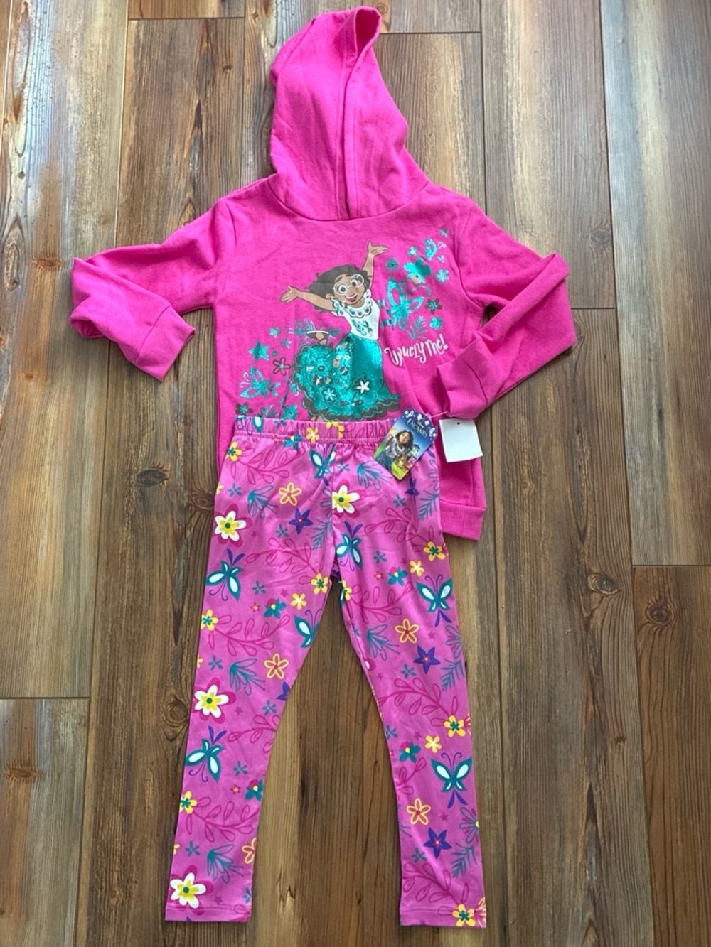 Pink Girls Hoodie & Floral Leggings Set Disney Encanto